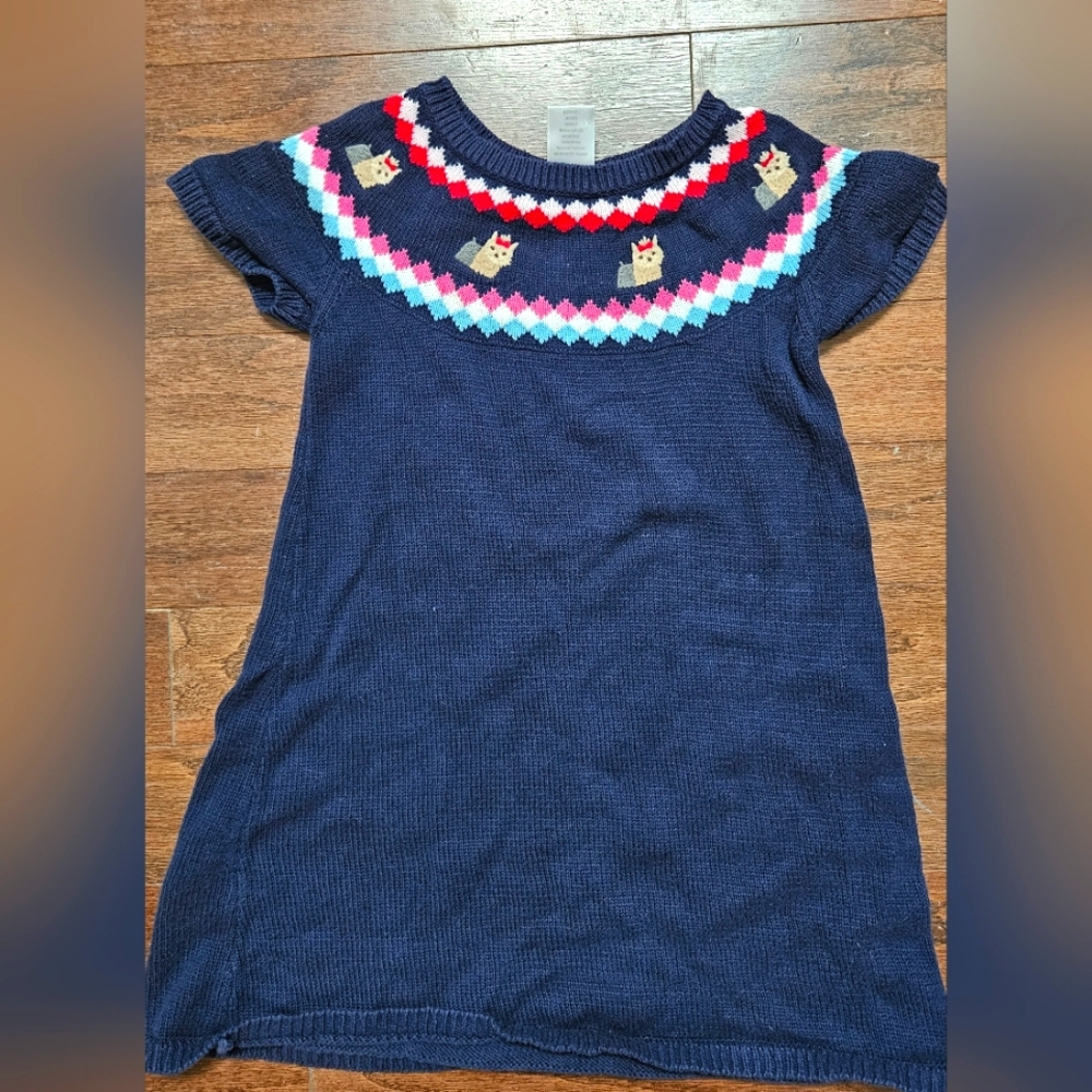 Gymboree brand dress, Navy Blue with Yorkies along neckline, size 4t.